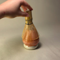 Handmade Ceramic Matcha Whisk Holder • Stoneware • Minimalist Pink Glaze • Chasen Stand