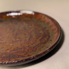 Rustic Handmade Stoneware Dinner Plate – Earthy Brown & Green Glaze