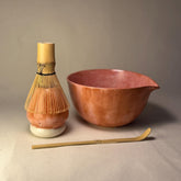 Handmade Pink Matcha Set – Ceramic Chawan Bowl & Whisk Holder | Japanese Tea Ceremony Pottery