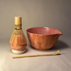 Handmade Pink Matcha Set – Ceramic Chawan Bowl & Whisk Holder | Japanese Tea Ceremony Pottery