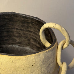 Handmade Chain-Link Vase – 12cm x 16cm Sculptural Stoneware Vessel – Textured Ceramic Art Decor