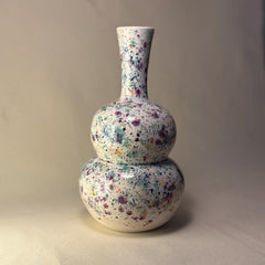 Hand-Thrown Speckled Double Gourd Stoneware Vase | Handmade Minimalist Art Pottery | Colour-Splash Home Decor