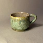 Handmade Crystalline Glaze Ceramic Mug: Earthy Green Stoneware Coffee Cup