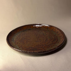 Rustic Handmade Stoneware Dinner Plate – Earthy Brown & Green Glaze