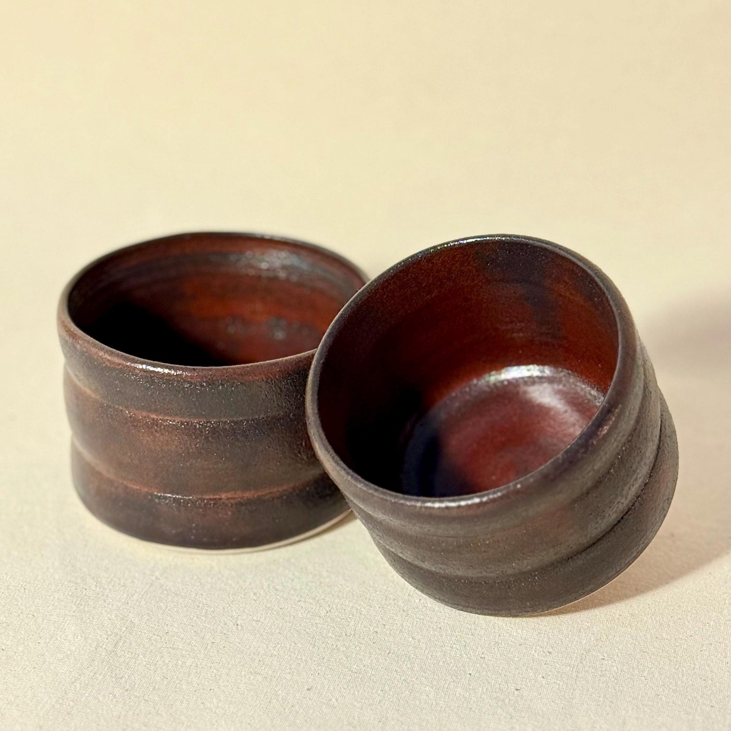 Handmade Stoneware Coffee Mug: Rustic Cedar Burn Ceramic Cup 220ml - 8oz