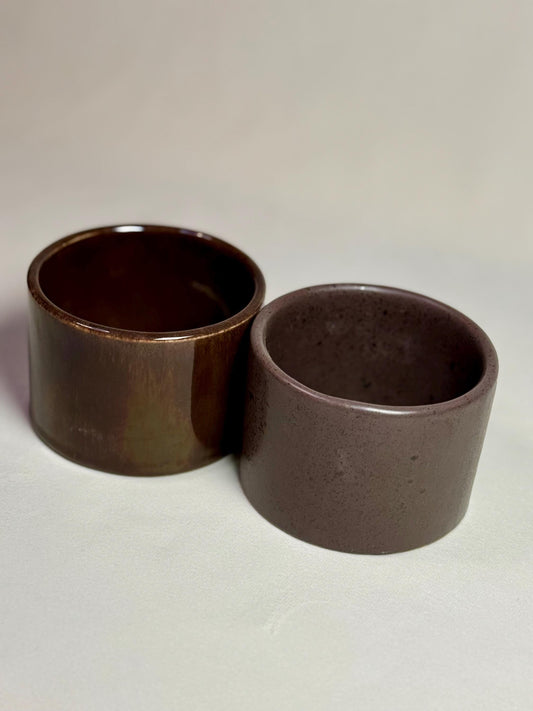 Handmade Stoneware Mug Set: Brown & Charcoal Pottery Coffee Cups