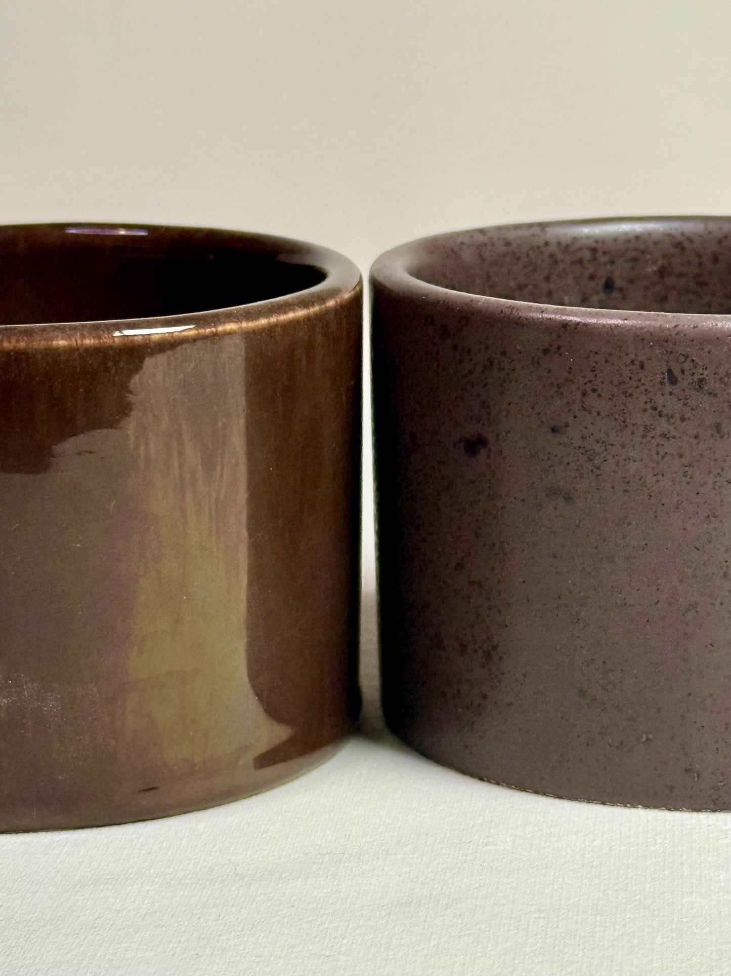 Handmade Stoneware Mug Set: Brown & Charcoal Pottery Coffee Cups