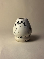 Handmade Ceramic Matcha Whisk Holder • Stoneware • Minimalist Black Splashed Glaze • Chasen Stand
