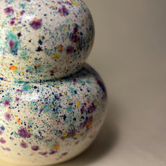 Hand-Thrown Speckled Double Gourd Stoneware Vase | Handmade Minimalist Art Pottery | Colour-Splash Home Decor