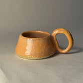 Vintage-Style Mini Mug – 75ml / 2.5oz Honey Orange Ceramic Cup – Handmade Retro Pottery Espresso Cup