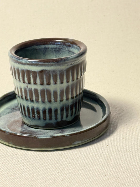 Handmade Ceramic Espresso Cup Set | Minimalist Pottery, Blue-Green Glaze