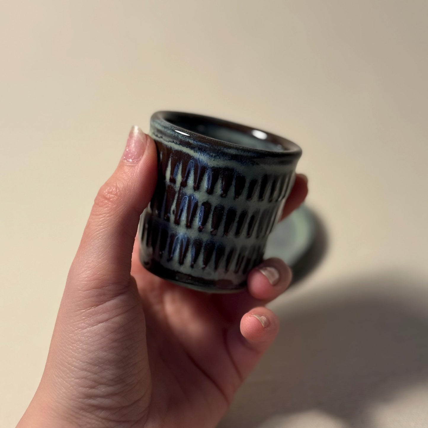 Handmade Ceramic Espresso Cup Set | Minimalist Pottery, Blue-Green Glaze