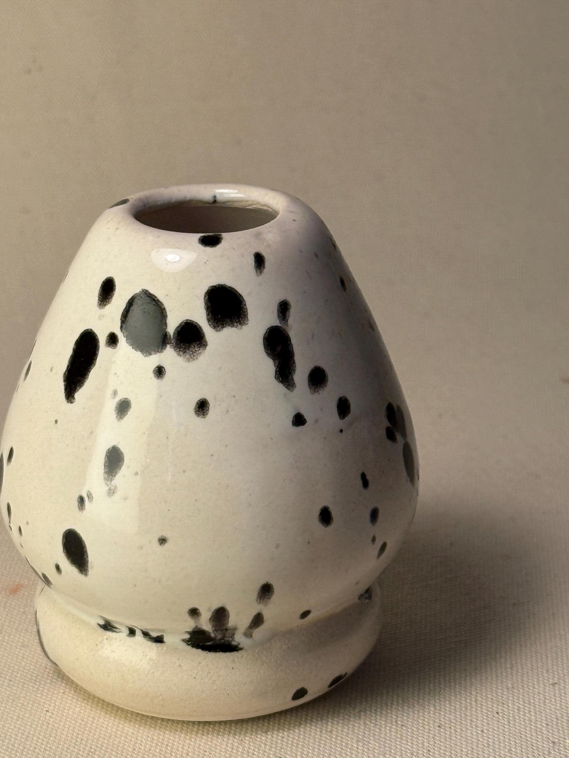 Handmade Ceramic Matcha Whisk Holder • Stoneware • Minimalist Black Splashed Glaze • Chasen Stand