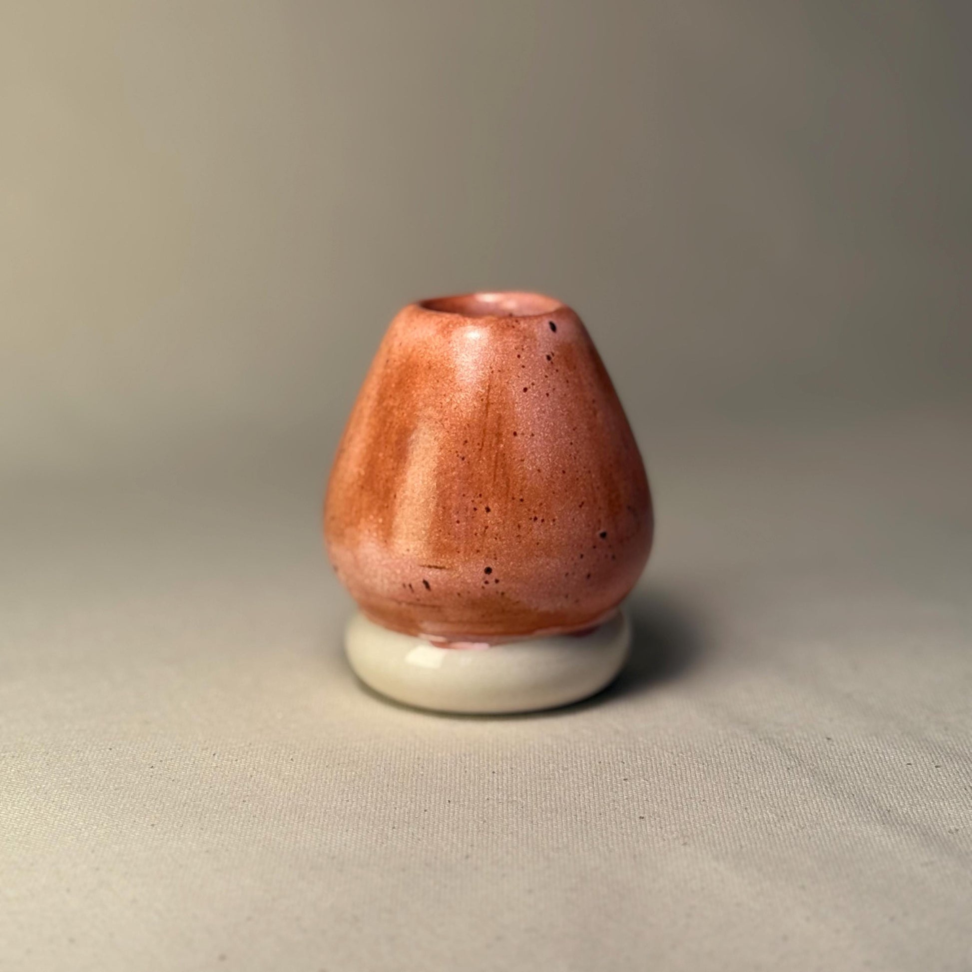 Handmade Ceramic Matcha Whisk Holder • Stoneware • Minimalist Pink Glaze • Chasen Stand