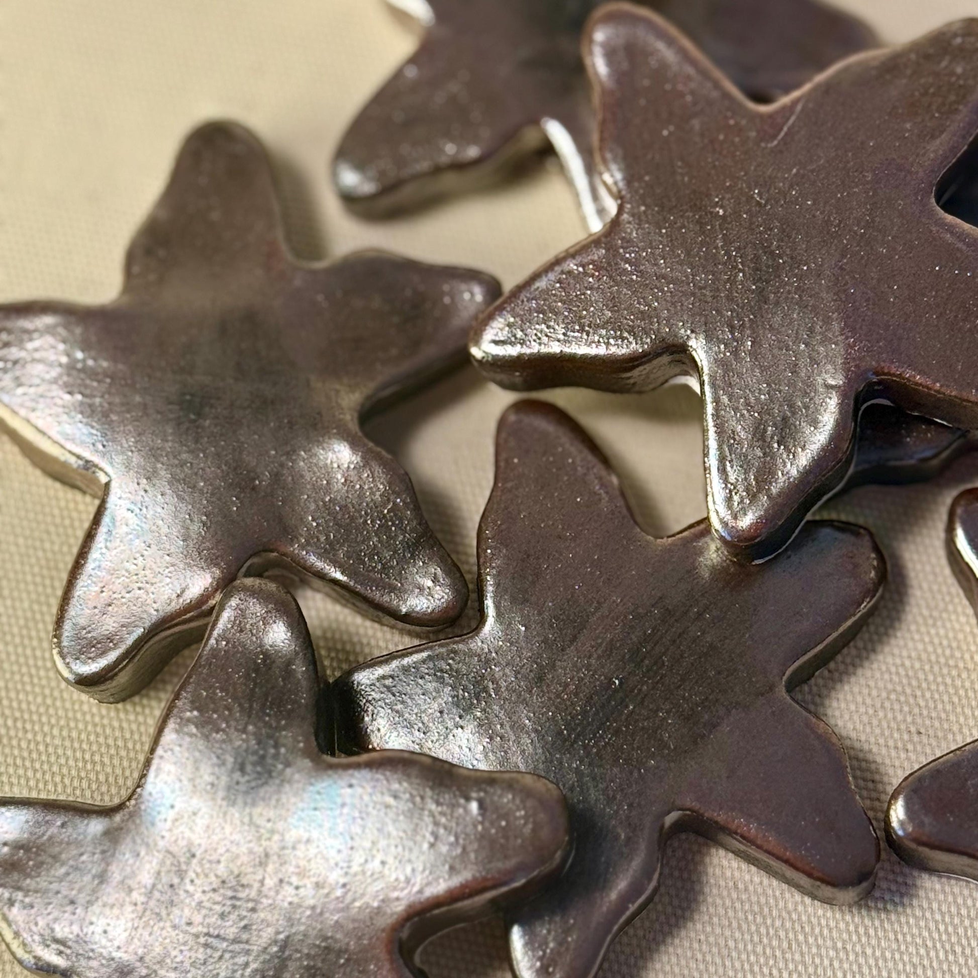 Handmade Ceramic Starfish Fridge Magnet – Metallic Glaze Coastal Home Decor