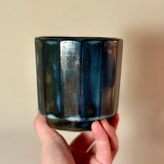 Handmade Dark Blue Stoneware Mug | Minimalist Ceramic Tea Cup 300 ml - 10 oz