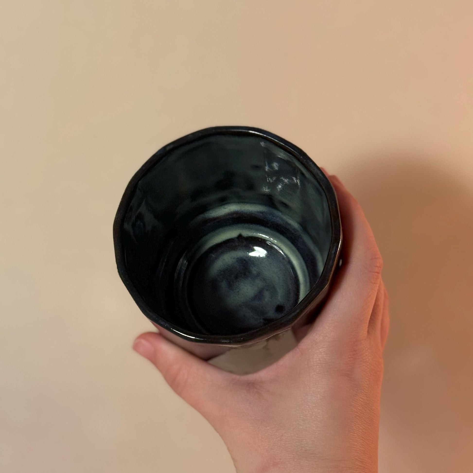 Handmade Dark Blue Stoneware Mug | Minimalist Ceramic Tea Cup 300 ml - 10 oz