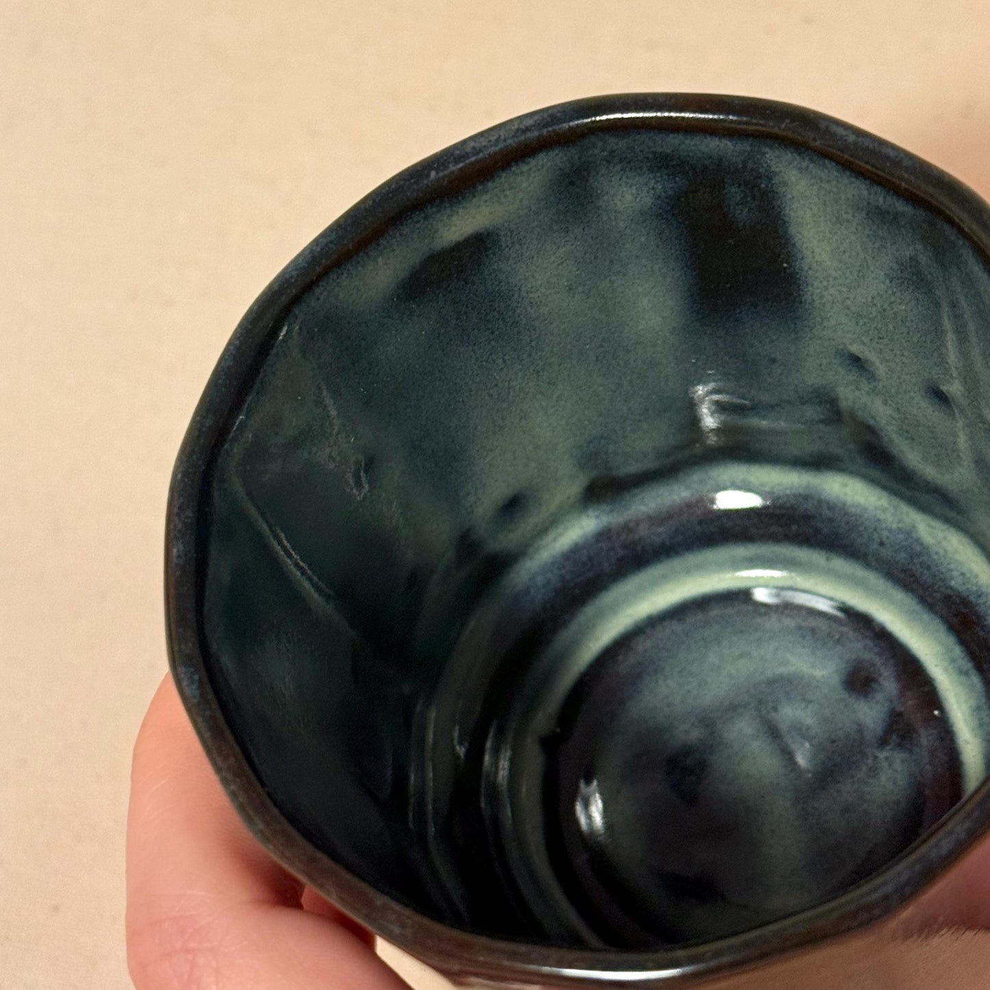 Handmade Dark Blue Stoneware Mug | Minimalist Ceramic Tea Cup 300 ml - 10 oz