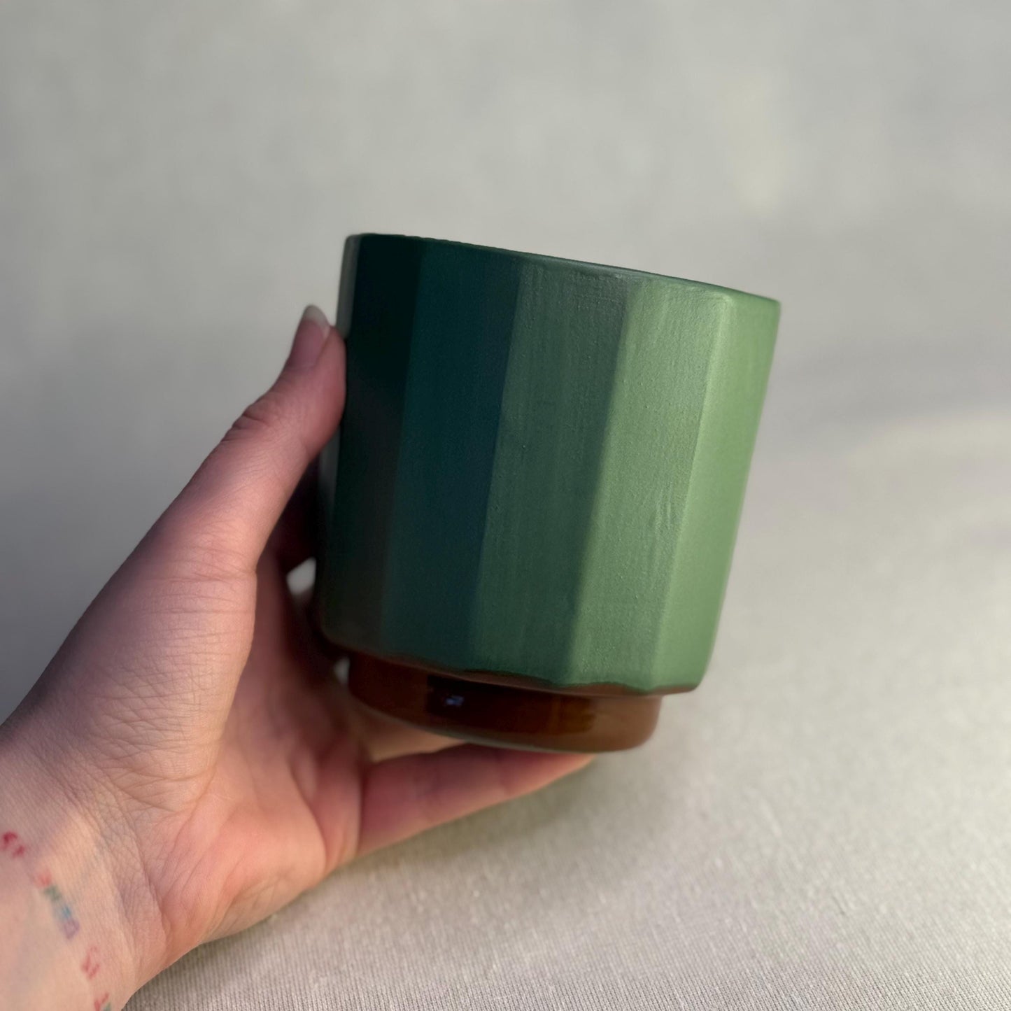 Handmade Green Ceramic Cup – 300 ml Stoneware Tumbler (10 oz)