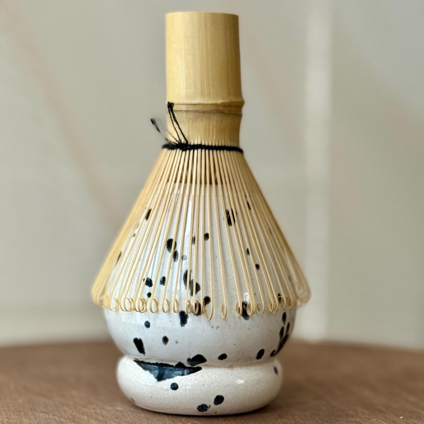 Handmade Speckled Ceramic Matcha Set – Chawan Bowl & Whisk Holder
