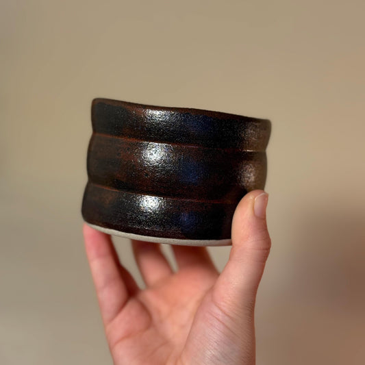 Handmade Stoneware Coffee Mug: Rustic Cedar Burn Ceramic Cup 220ml - 8oz