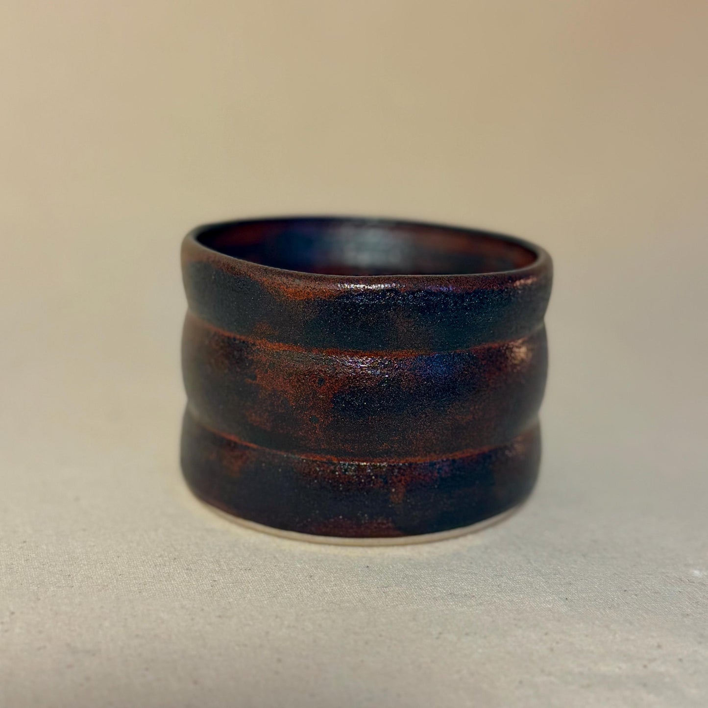 Handmade Stoneware Coffee Mug: Rustic Cedar Burn Ceramic Cup 220ml - 8oz