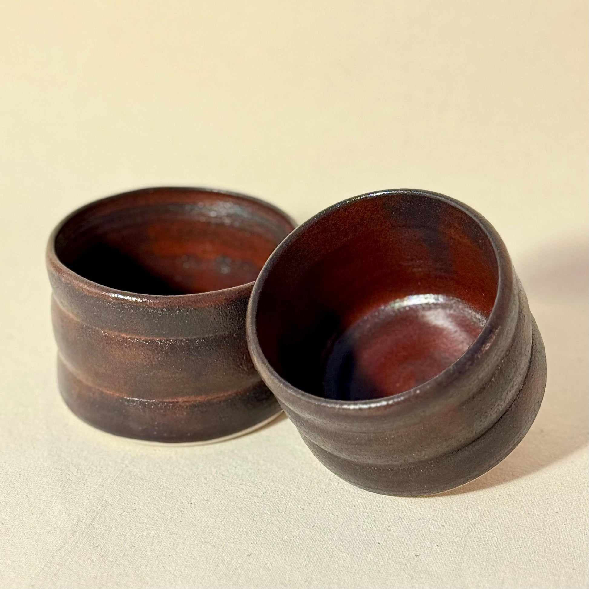 Handmade Stoneware Coffee Mug: Rustic Cedar Burn Ceramic Cup 220ml - 8oz