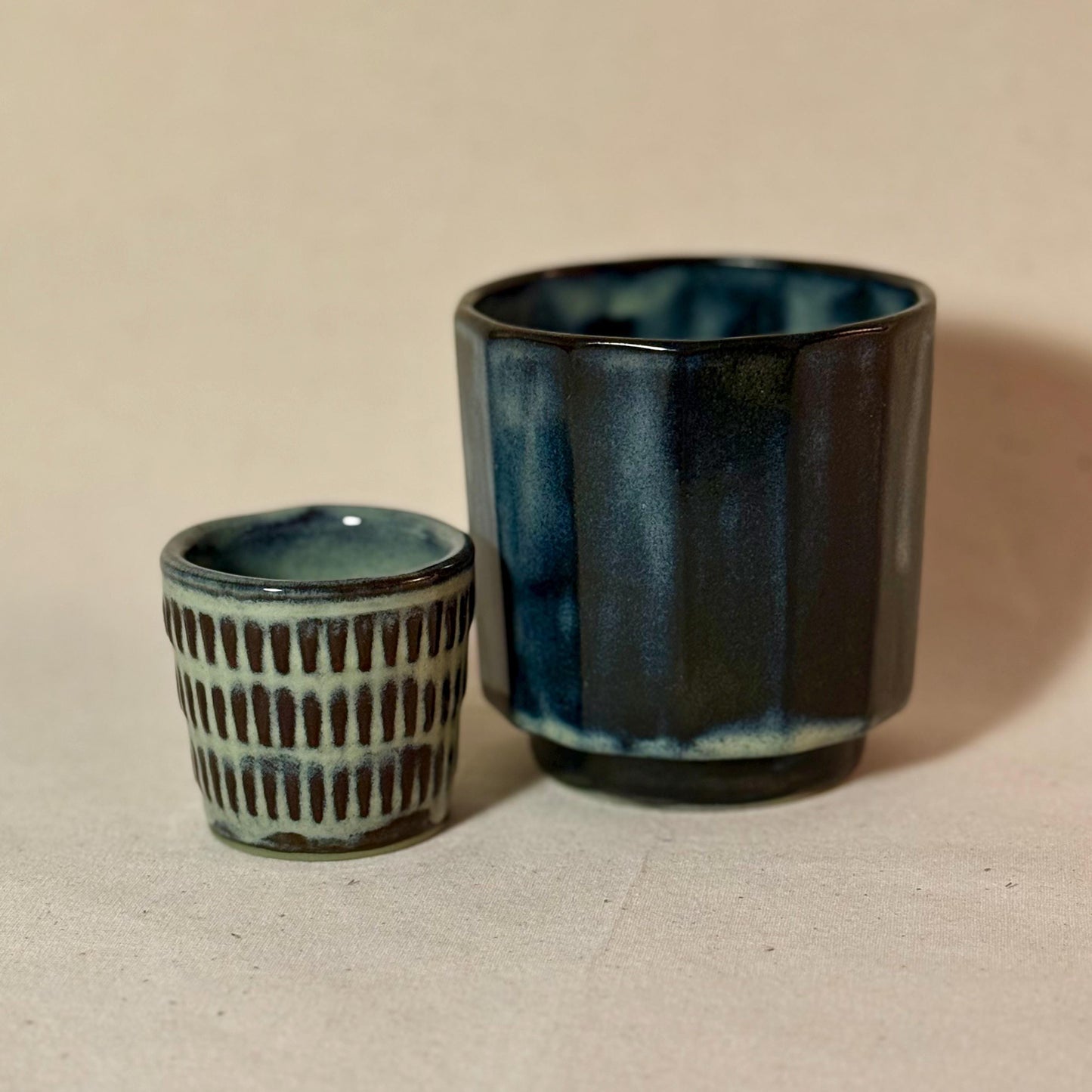 Handmade Stoneware Coffee Mug Set | Espresso & 10 oz ( 300ml) Cup Pair