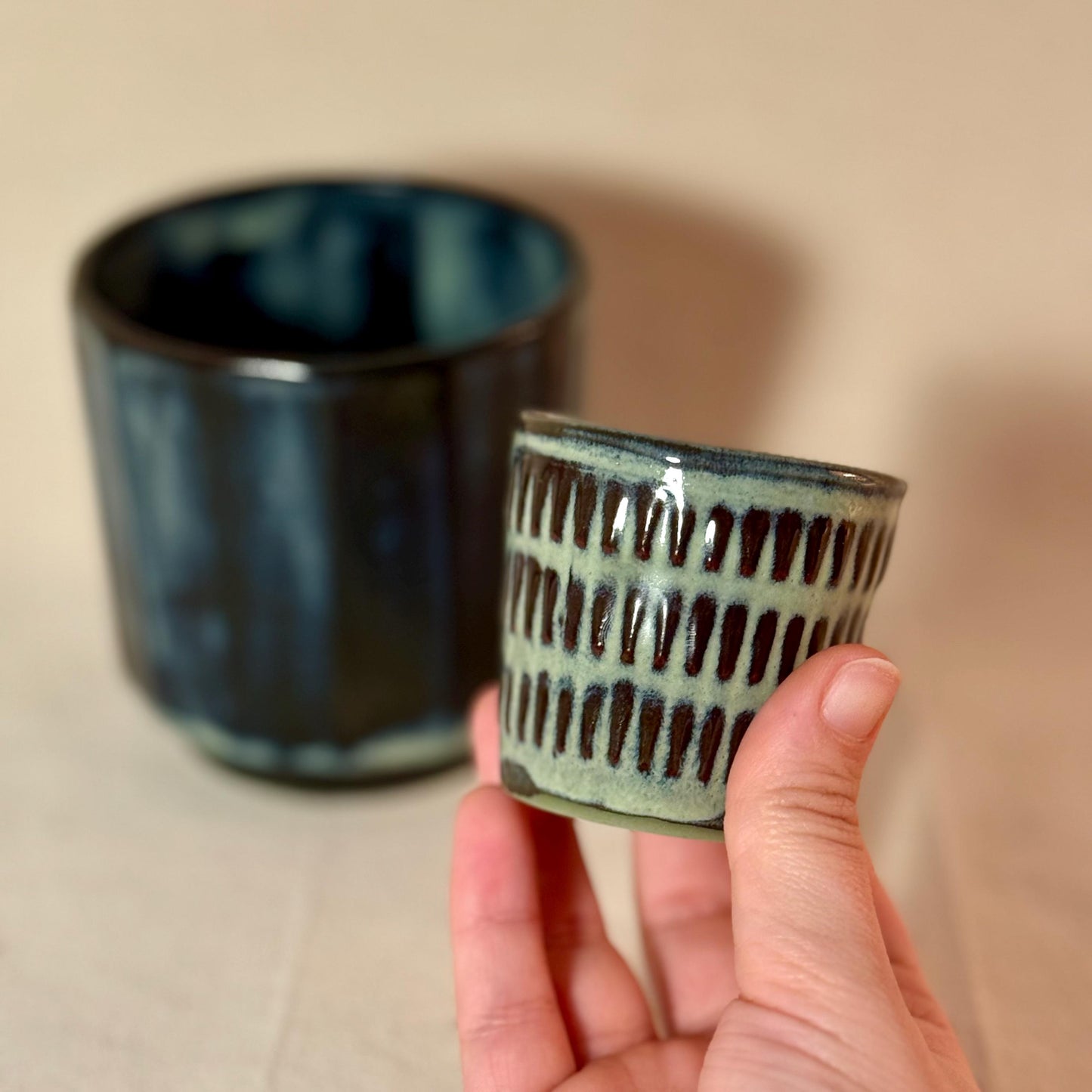 Handmade Stoneware Coffee Mug Set | Espresso & 10 oz ( 300ml) Cup Pair