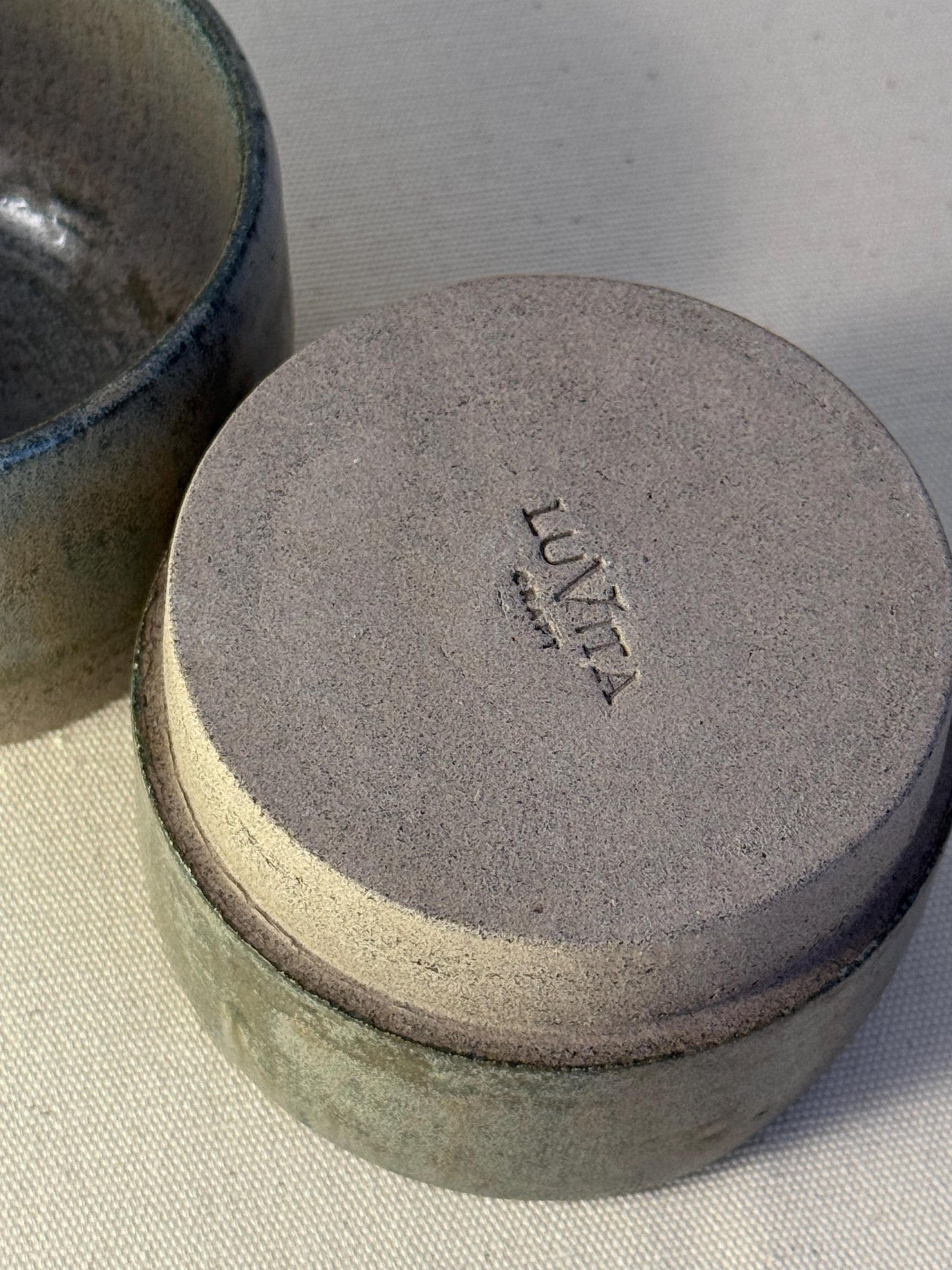Handmade Stoneware Cup – 150ml / 5oz Small Green Ceramic Mug – Minimalist Pottery Tasting Cup