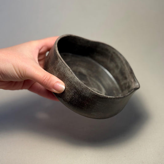 Handmade Stoneware Matcha Bowl, Dark Matte Glaze Ceramic Chawan