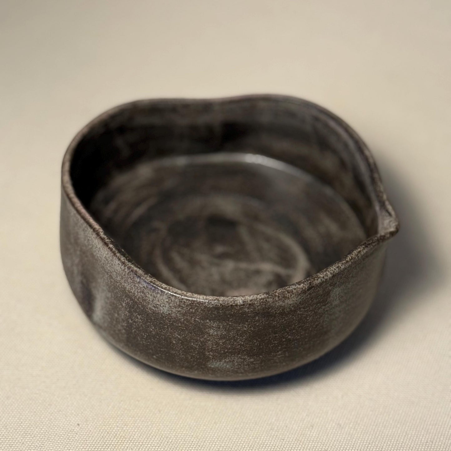 Handmade Stoneware Matcha Bowl, Dark Matte Glaze Ceramic Chawan