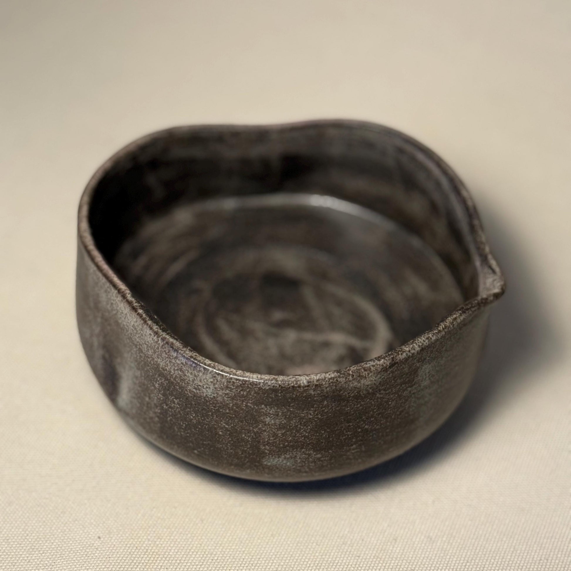 Handmade Stoneware Matcha Bowl, Dark Matte Glaze Ceramic Chawan