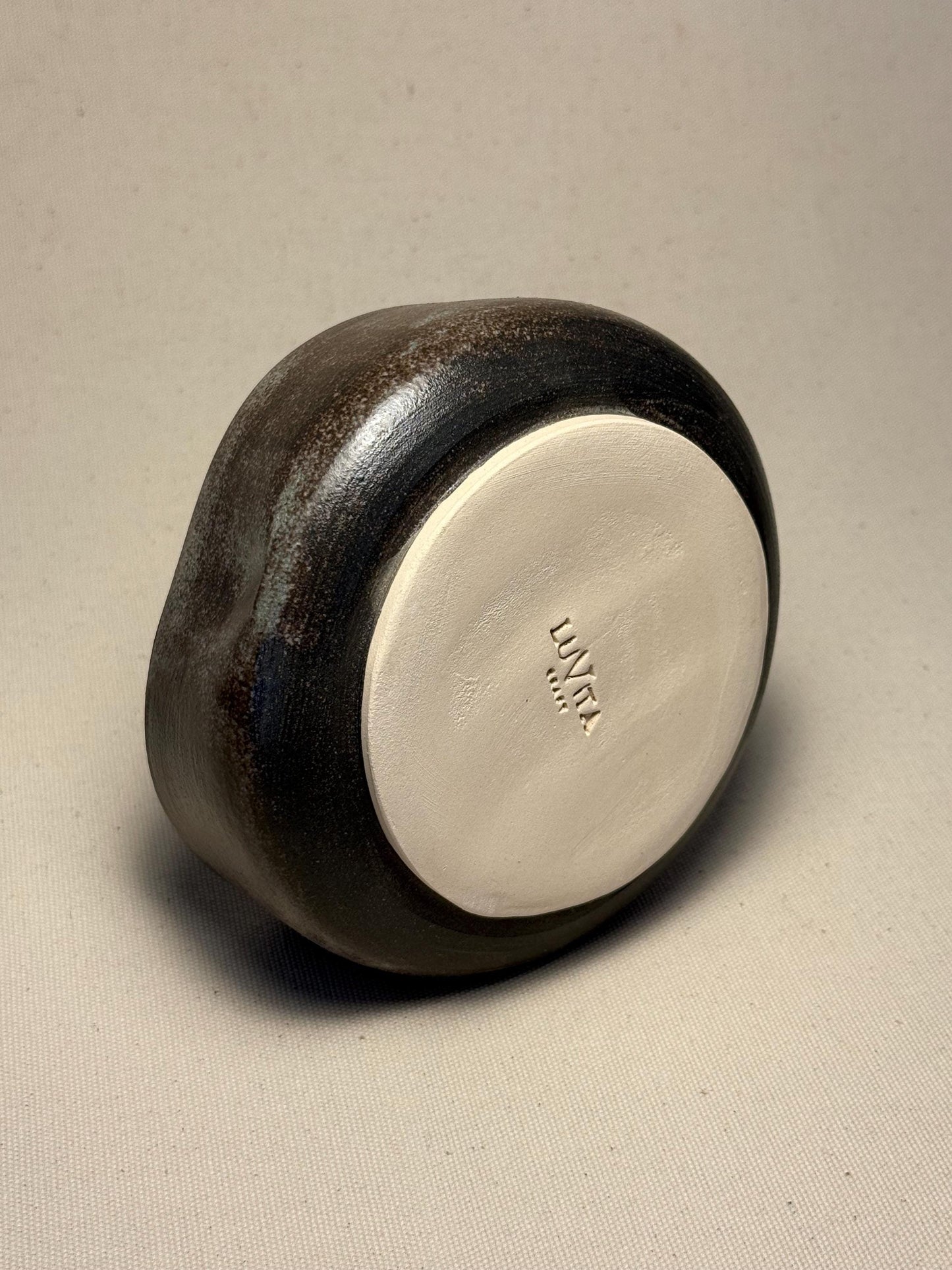 Handmade Stoneware Matcha Bowl, Dark Matte Glaze Ceramic Chawan