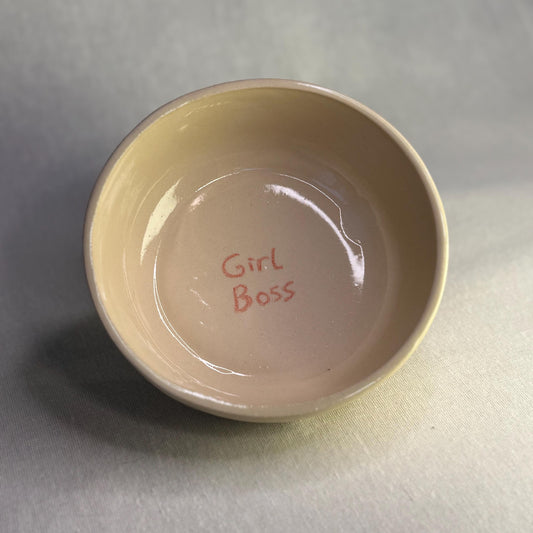 Handmade Stoneware Motto Bowl – Girl Boss Ceramic Bowl