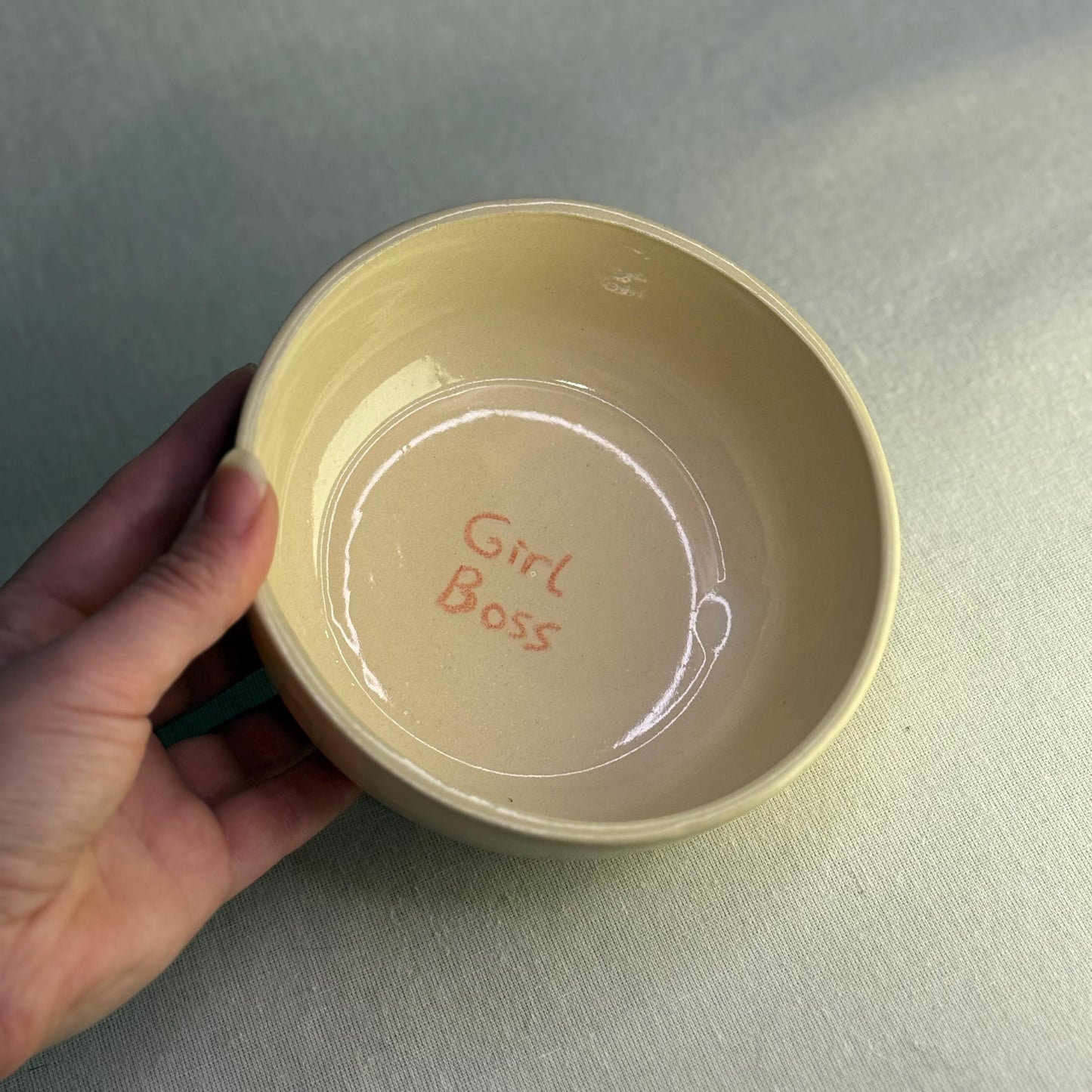 Handmade Stoneware Motto Bowl – Girl Boss Ceramic Bowl