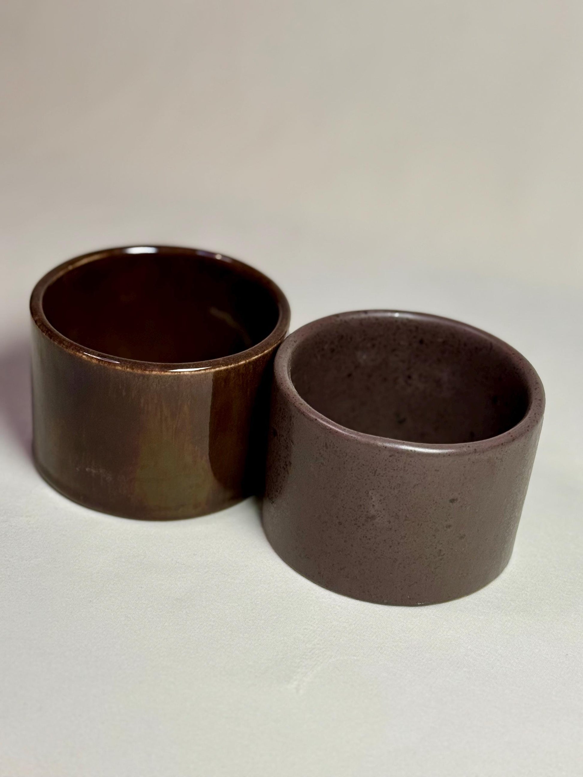 Handmade Stoneware Mug Set: Brown & Charcoal Pottery Coffee Cups