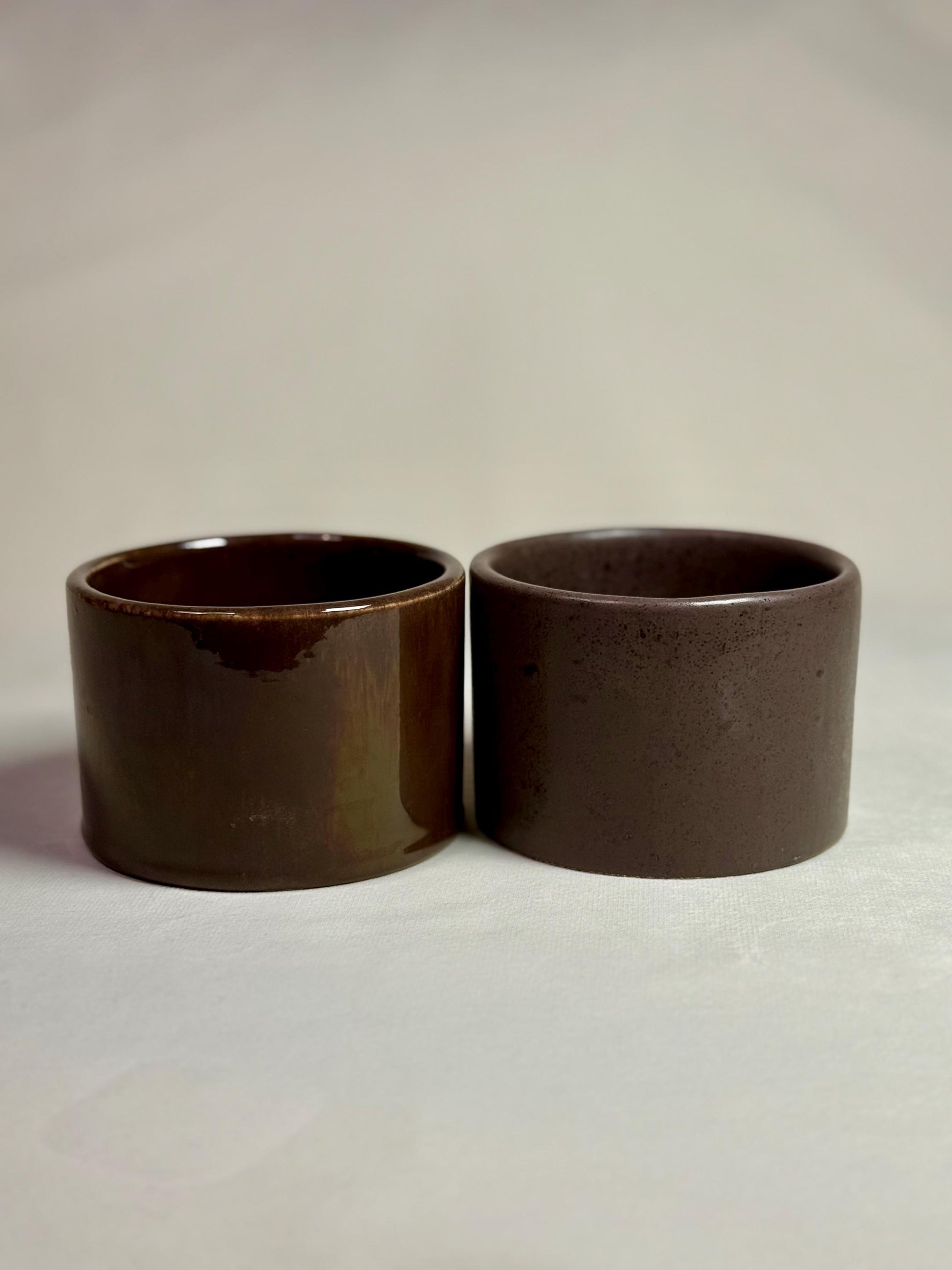 Handmade Stoneware Mug Set: Brown & Charcoal Pottery Coffee Cups