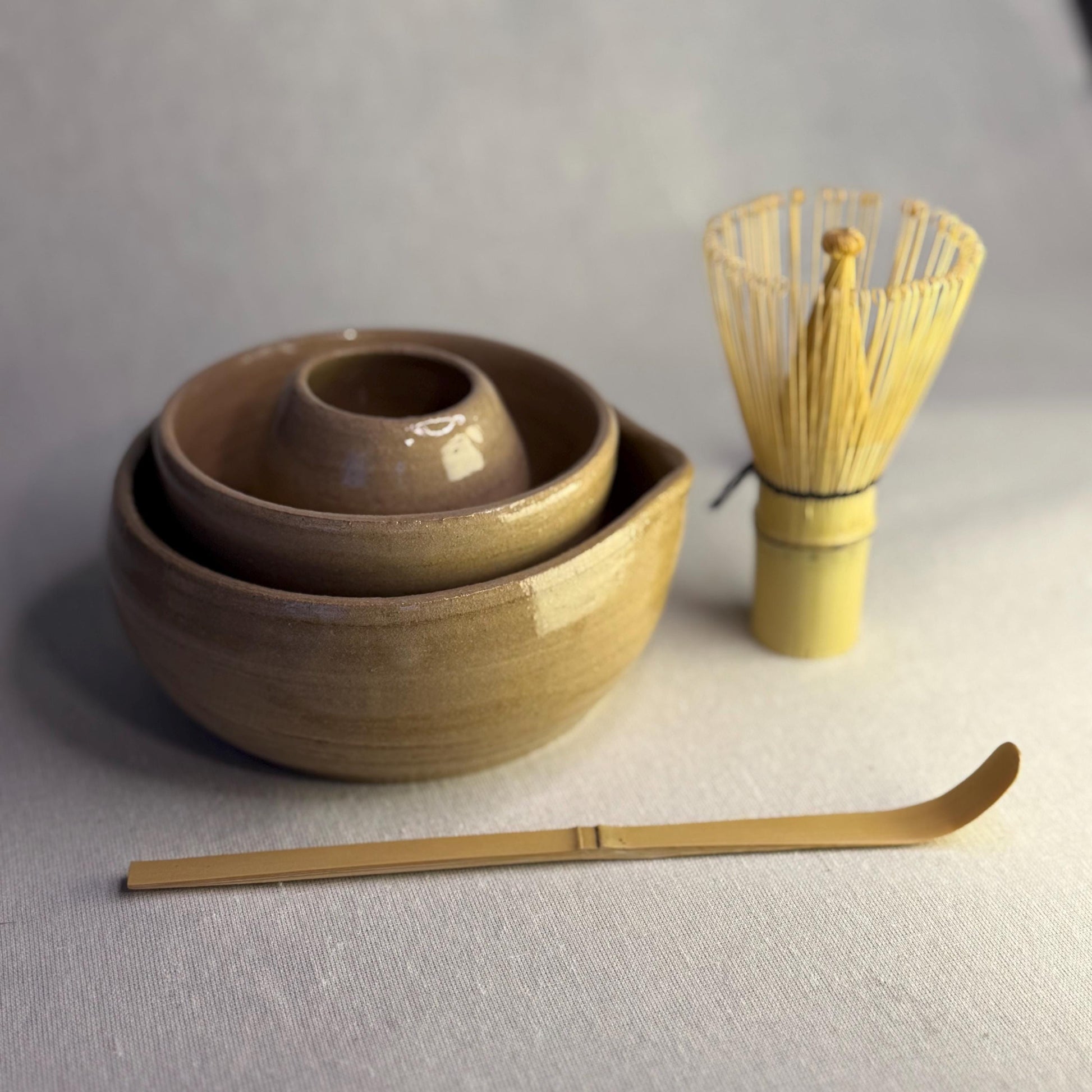Handmade Stoneware Natural Clay Matcha Whisk Holder – Chasen Stand (Holder Only)