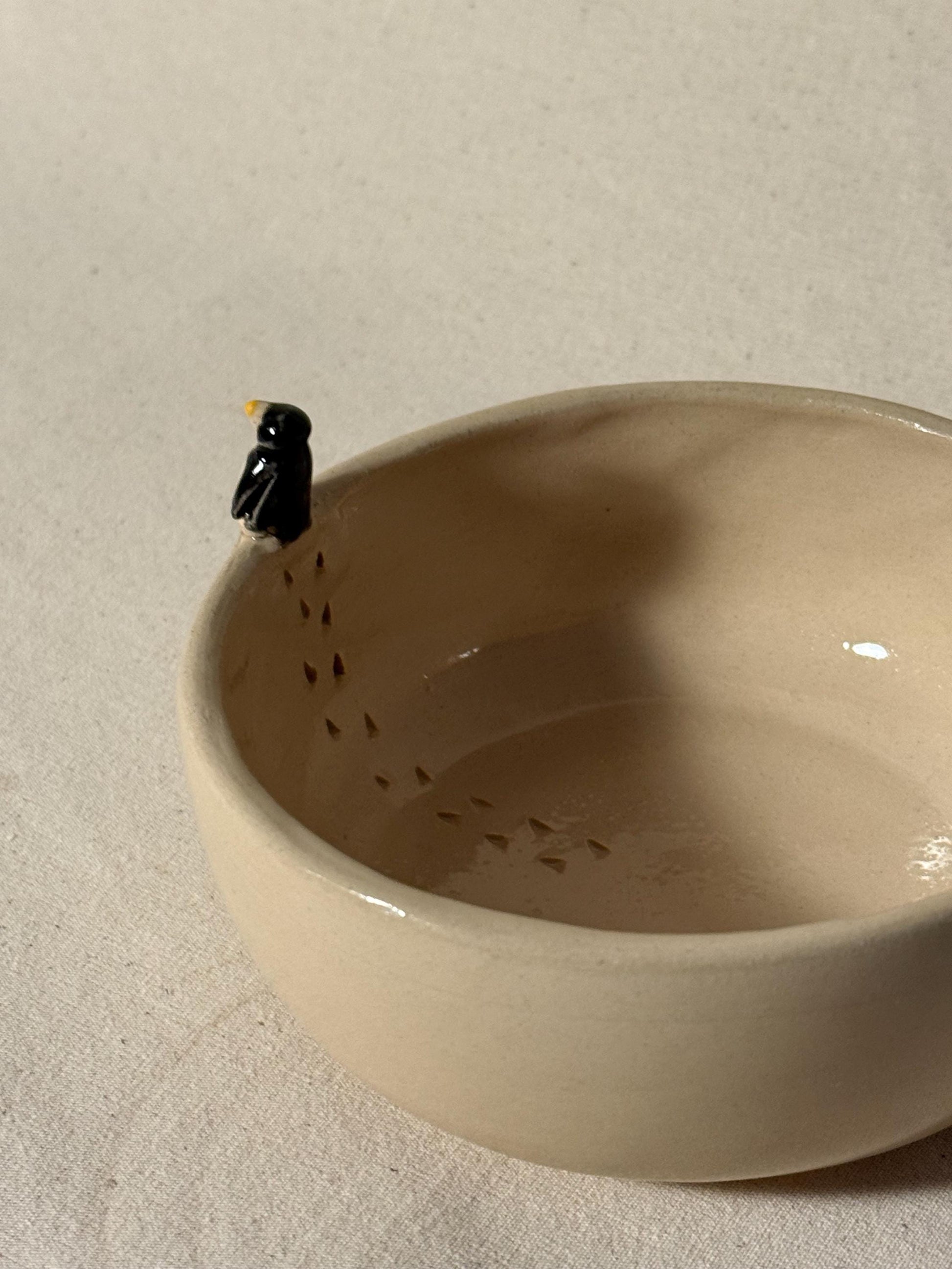 Penguin Handmade Ceramic Bowl, Stoneware Pottery