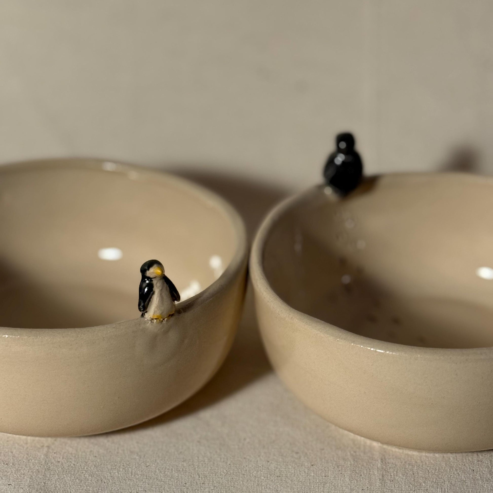 Penguin Handmade Ceramic Bowl, Stoneware Pottery