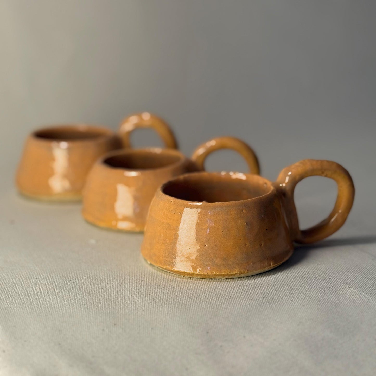 Vintage-Style Mini Mug – 75ml / 2.5oz Honey Orange Ceramic Cup – Handmade Retro Pottery Espresso Cup